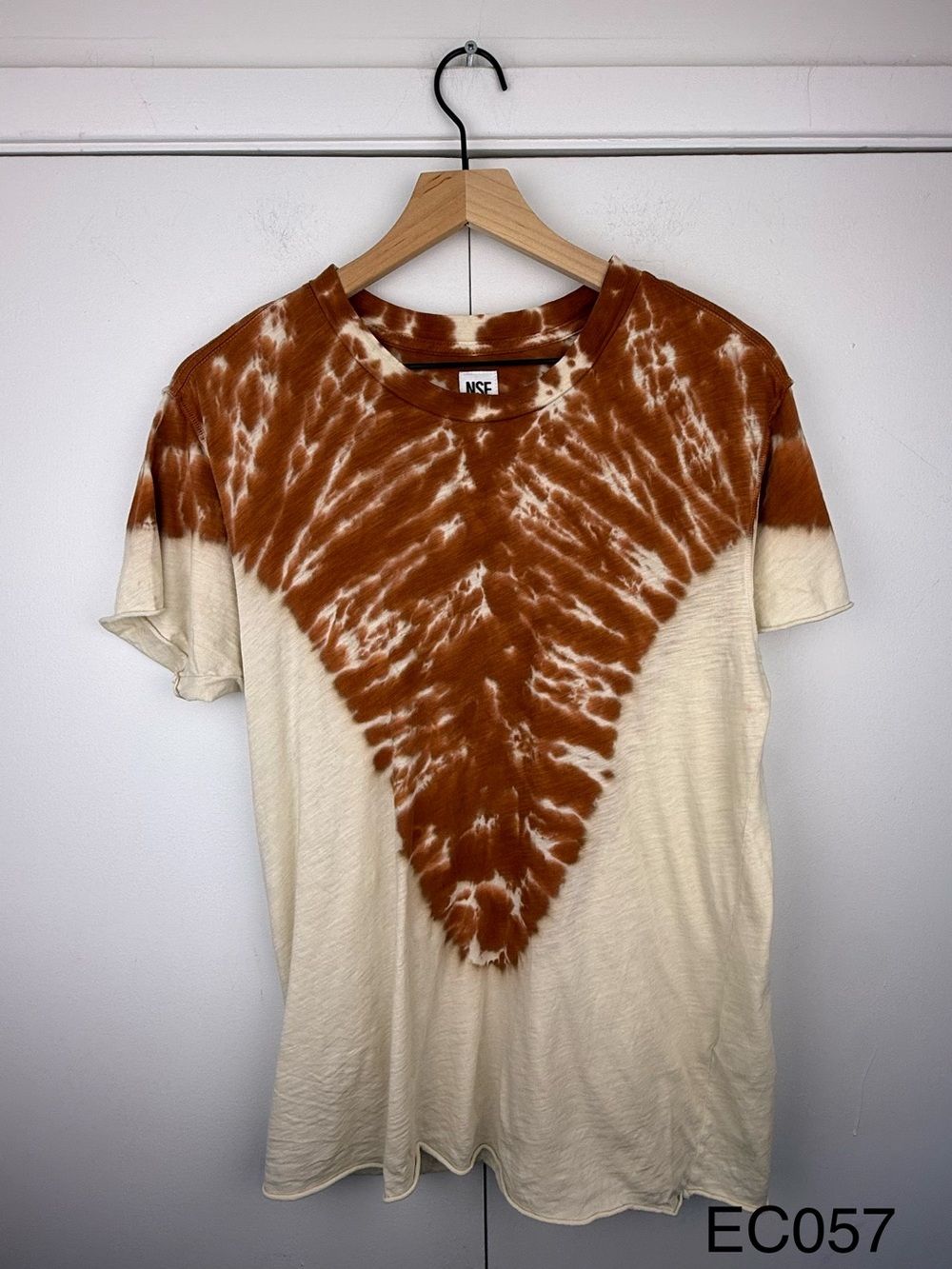 NSF Cream Rust Brown Tie Dye Cotton T-Shirt Size S